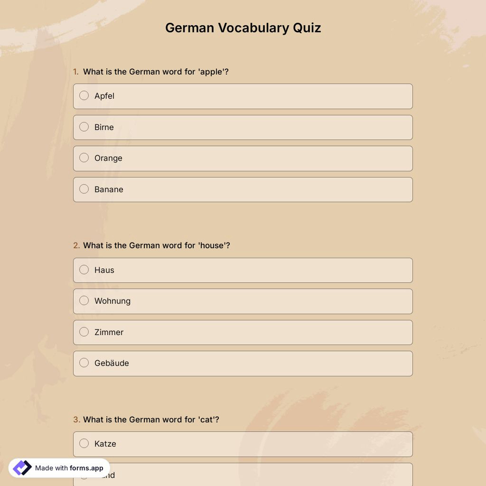 German Vocabulary Quiz