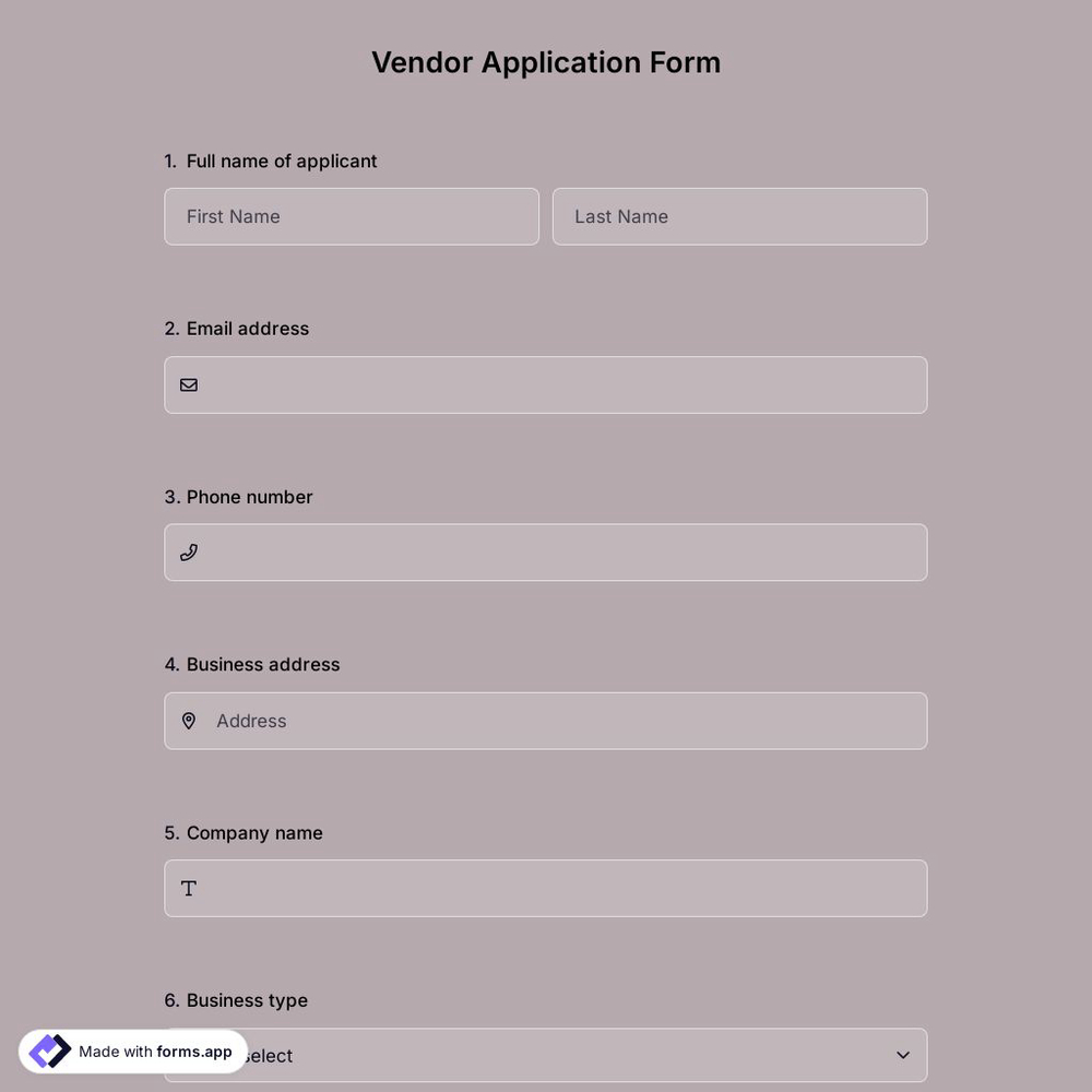 Vendor Application Form