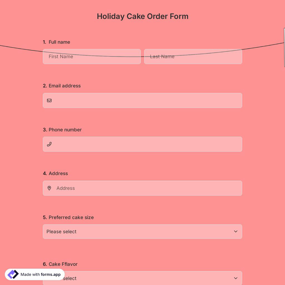 Holiday Cake Order Form