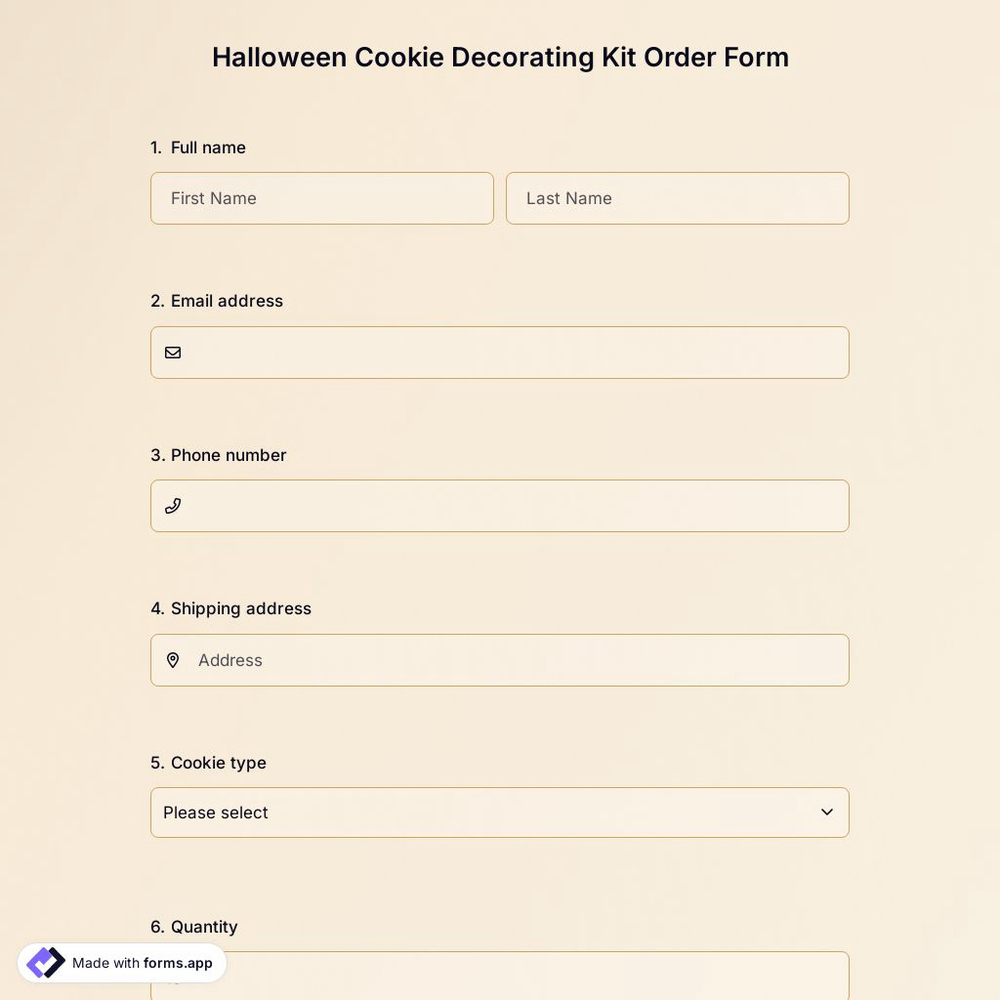 Halloween Cookie Decorating Kit Order Form