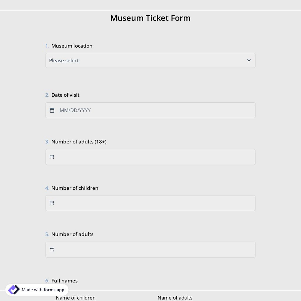 Museum Ticket Form