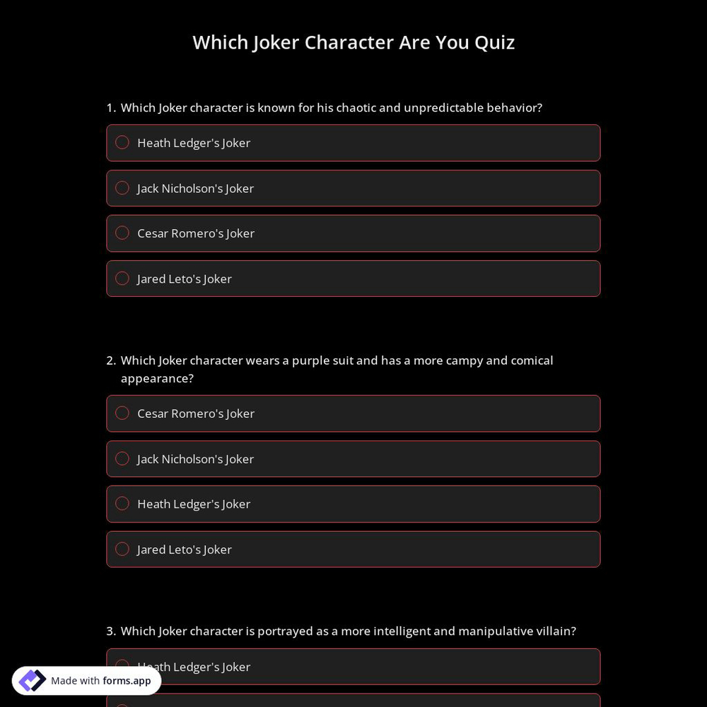 Which Joker Character Are You Quiz