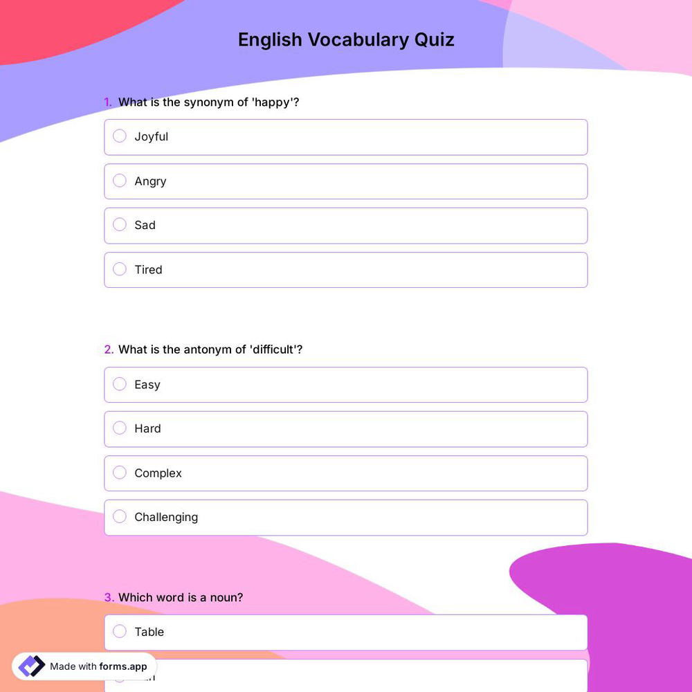 English Vocabulary Quiz