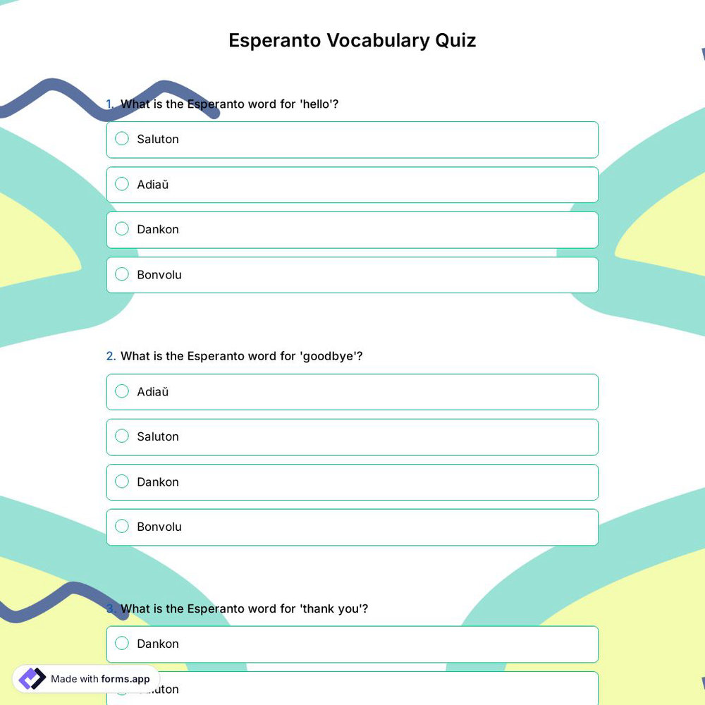 Esperanto Vocabulary Quiz