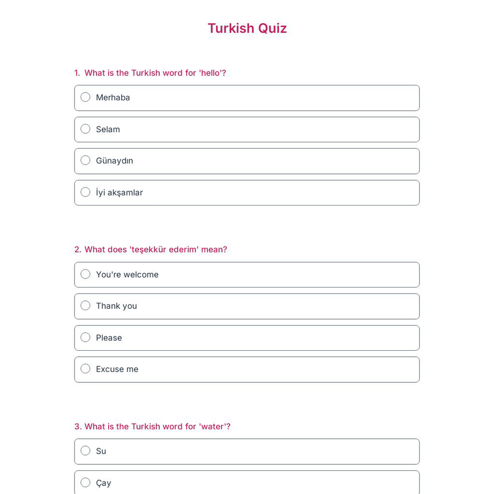 Turkish Quiz