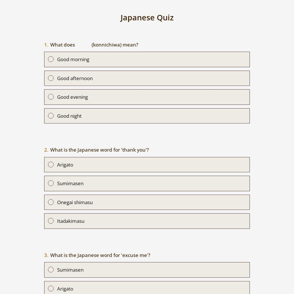 Japanese Quiz