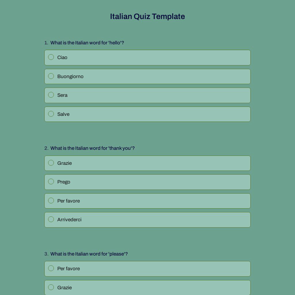 Italian Quiz Template