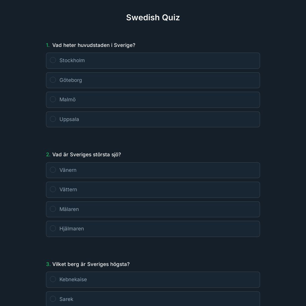 Swedish Quiz