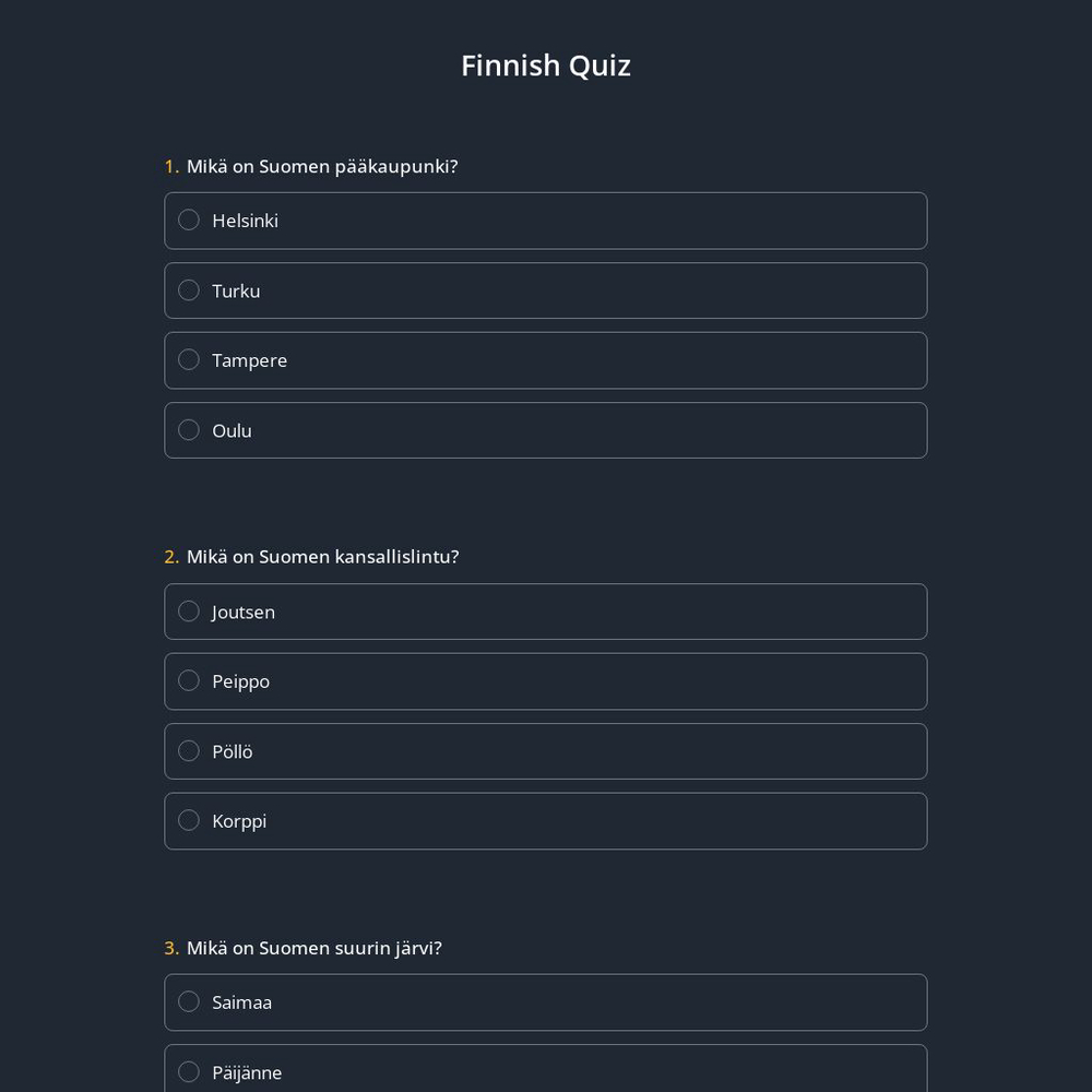 Finnish Quiz