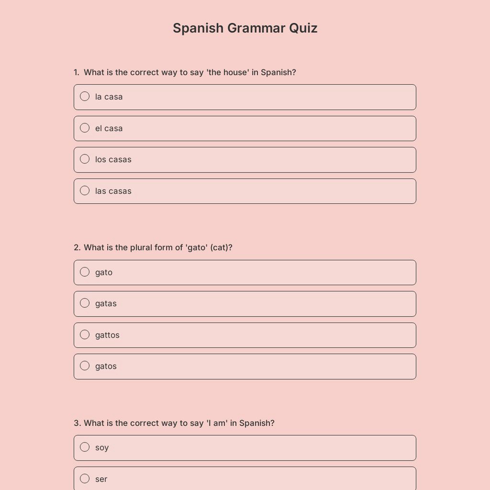 Spanish Grammar Quiz