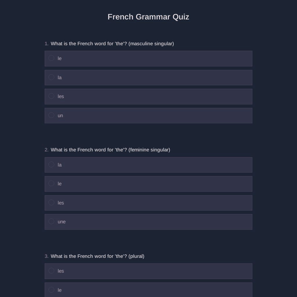 French Grammar Quiz