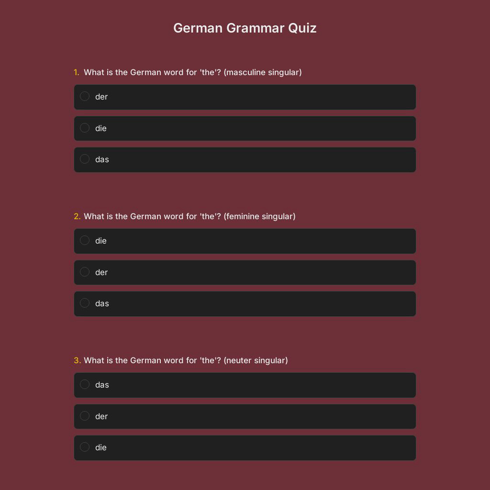 German Grammar Quiz