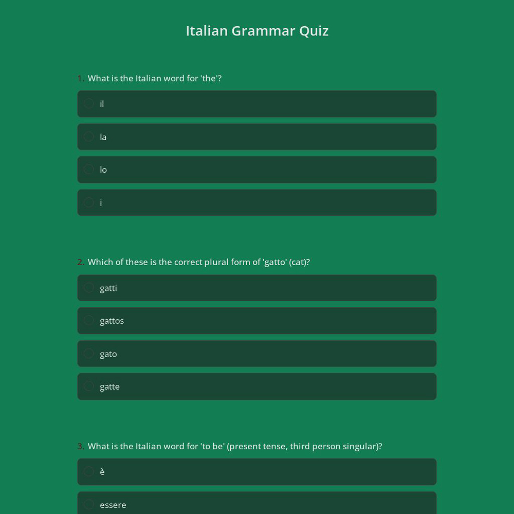 Italian Grammar Quiz