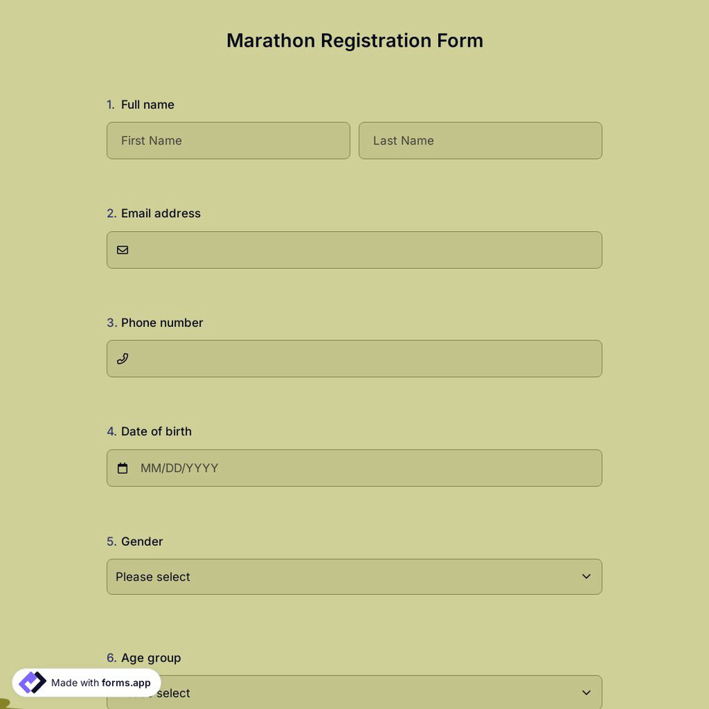 Marathon Registration Form