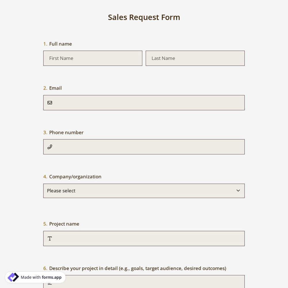 Sales Request Form