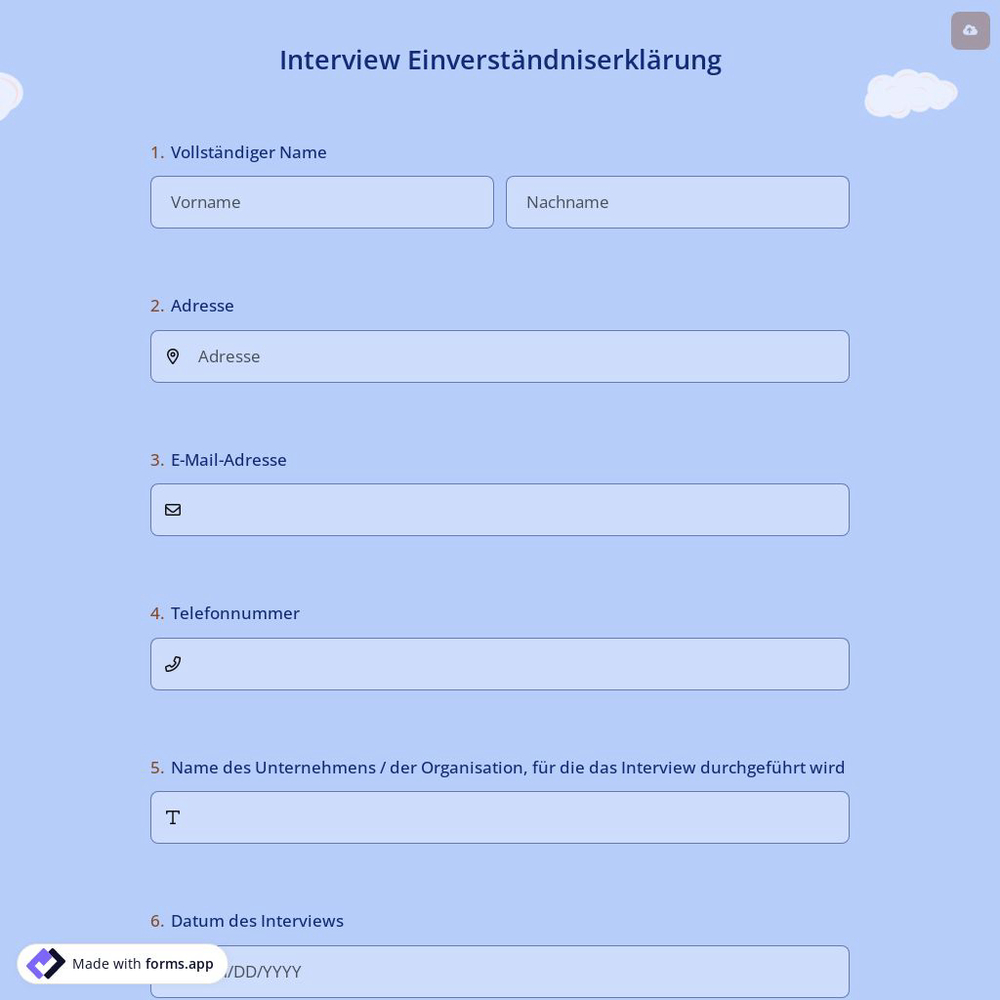 Interview Einverständniserklärung