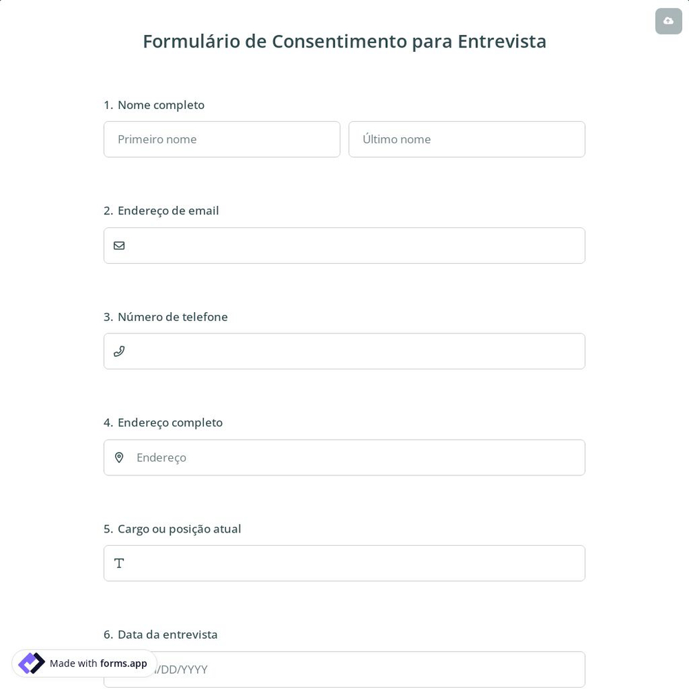 Formulário de Consentimento para Entrevista