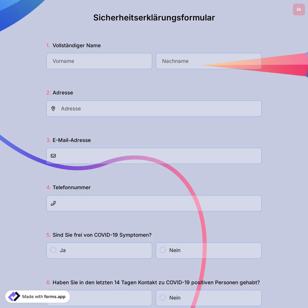 Sicherheitserklärungsformular