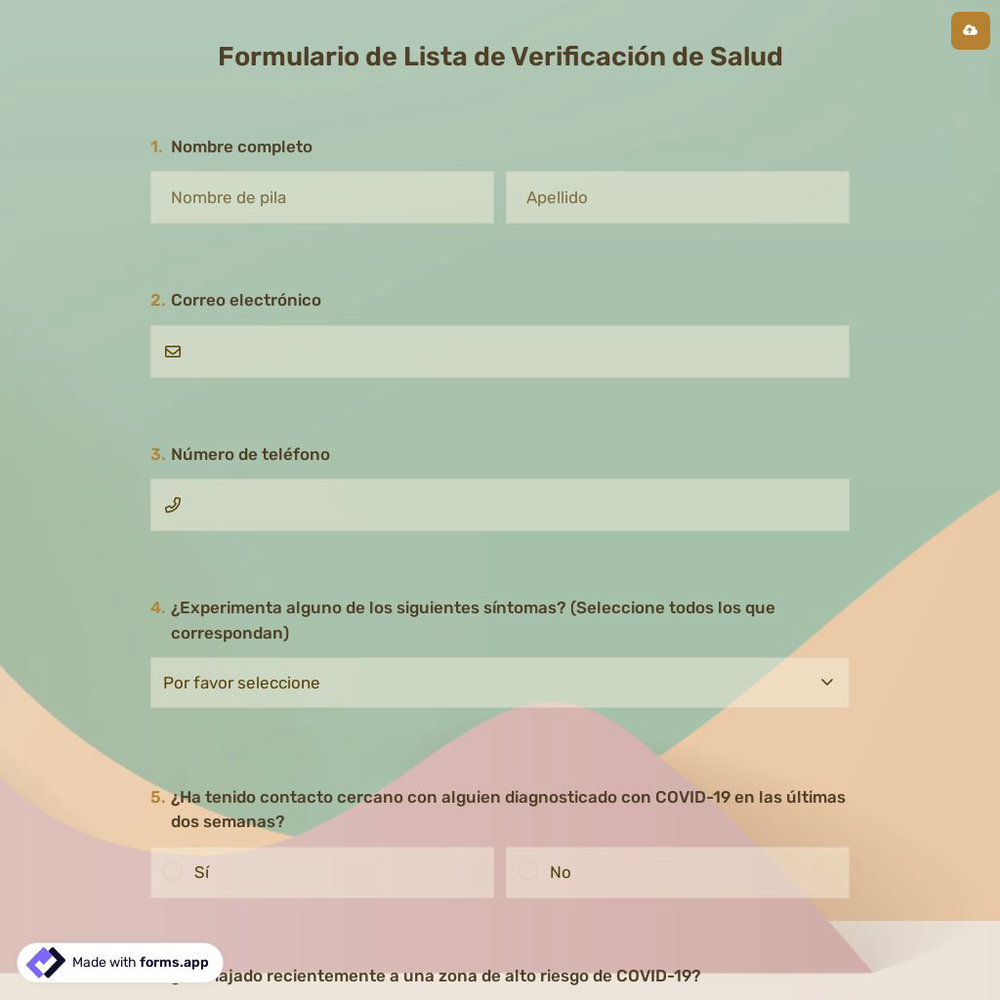 Formulario de Lista de Verificación de Salud