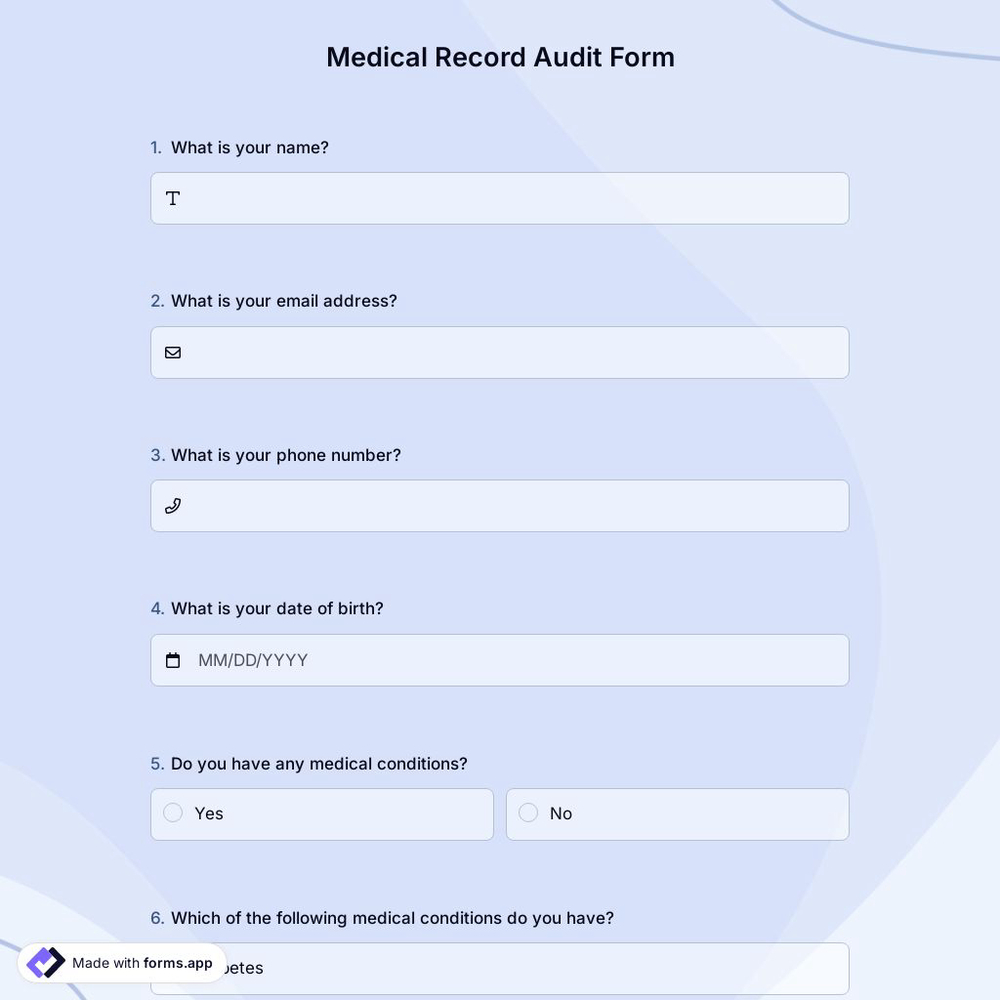 Medical Record Audit Form