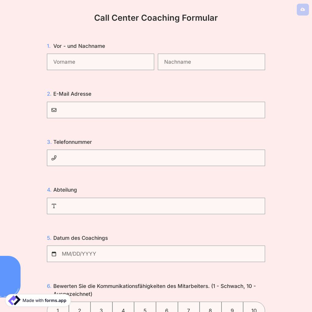 Call Center Coaching Formular