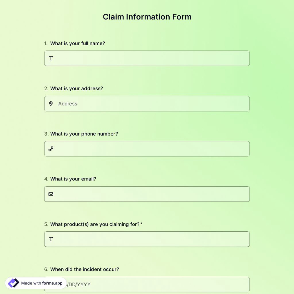 Claim Information Form