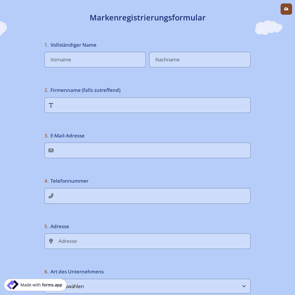 Markenregistrierungsformular