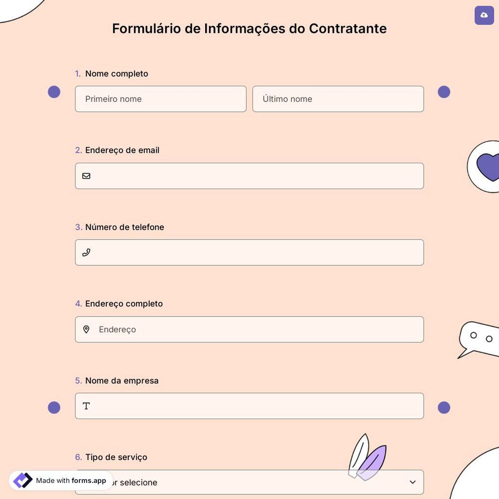 Formulário de Informações do Contratante