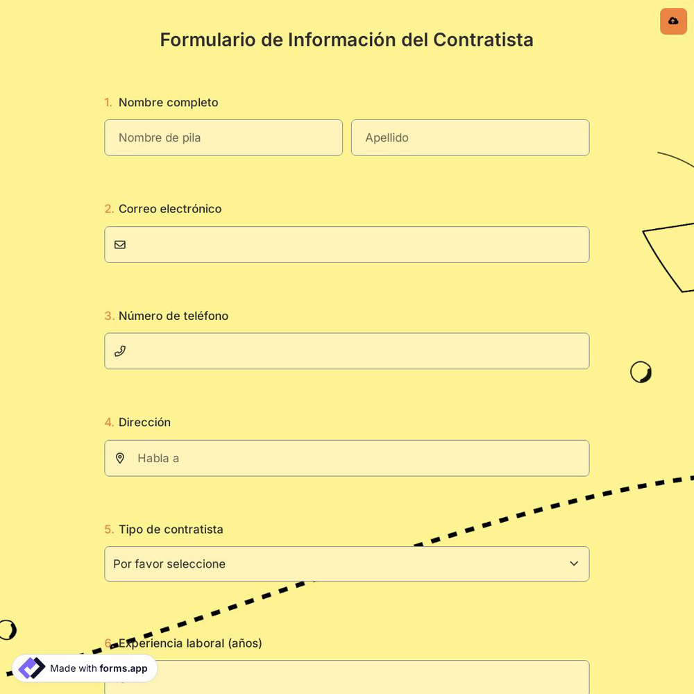 Formulario de Información del Contratista