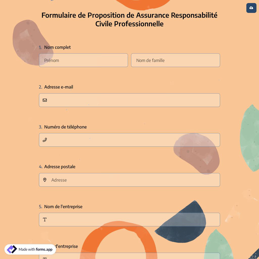 Formulaire de Proposition de Assurance Responsabilité Civile Professionnelle