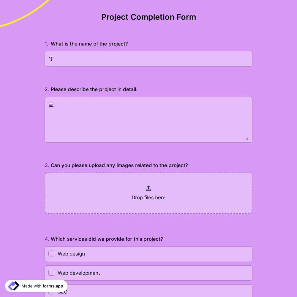 Project Completion Form