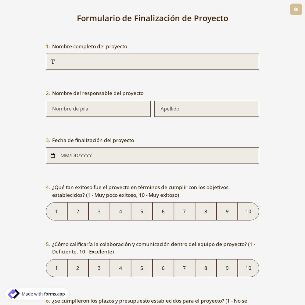 Formulario de Finalización de Proyecto