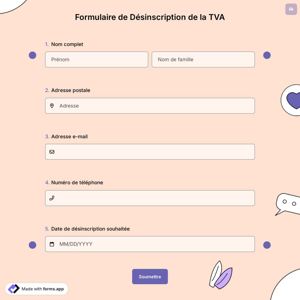 Formulaire de Désinscription de la TVA