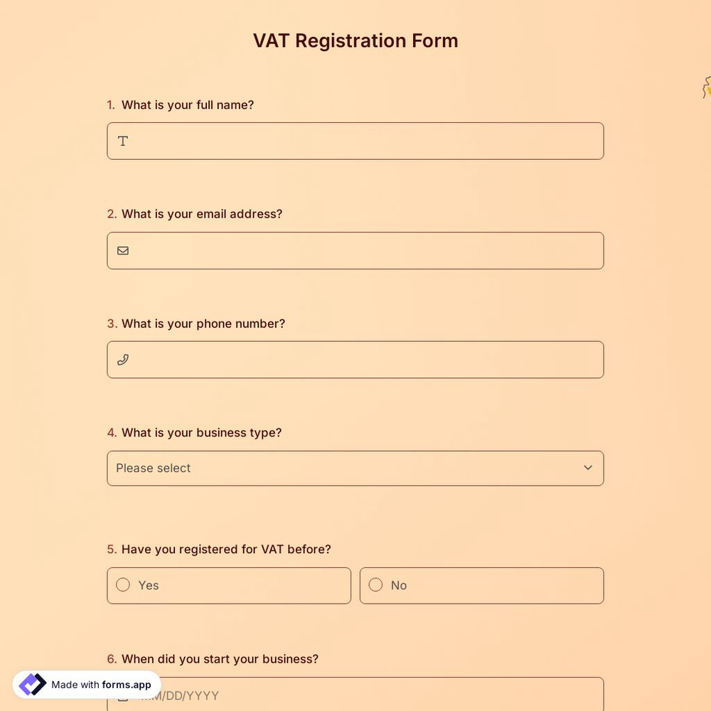 VAT Registration Form