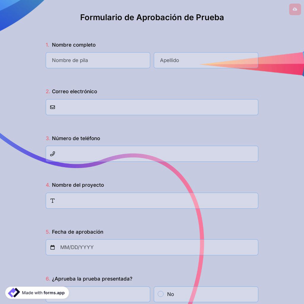 Formulario de Aprobación de Prueba