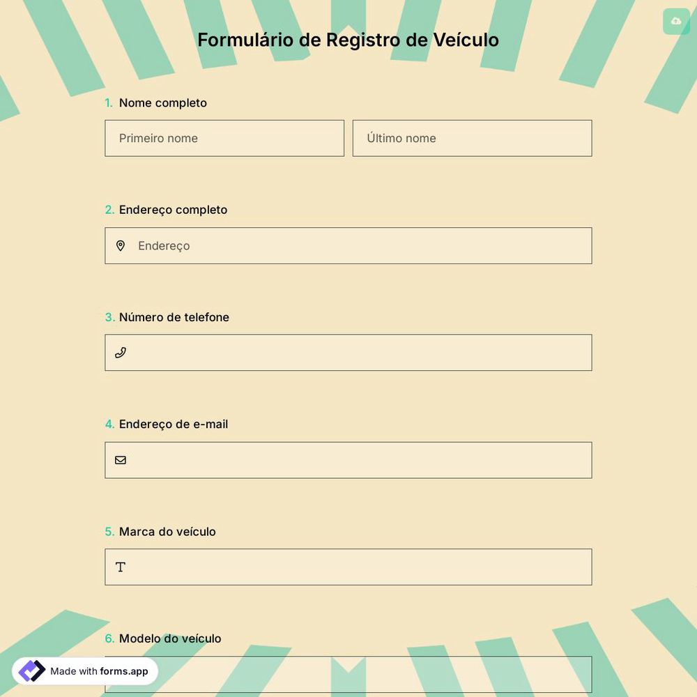 Formulário de Registro de Veículo