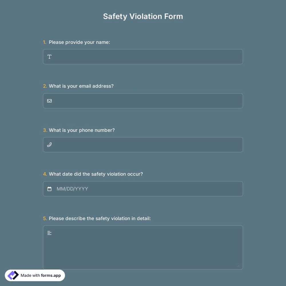 Safety Violation Form