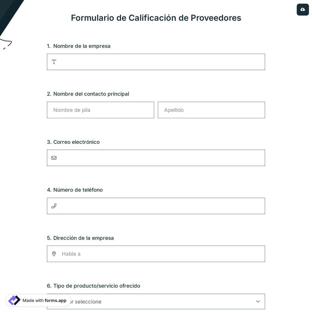 Formulario de Calificación de Proveedores