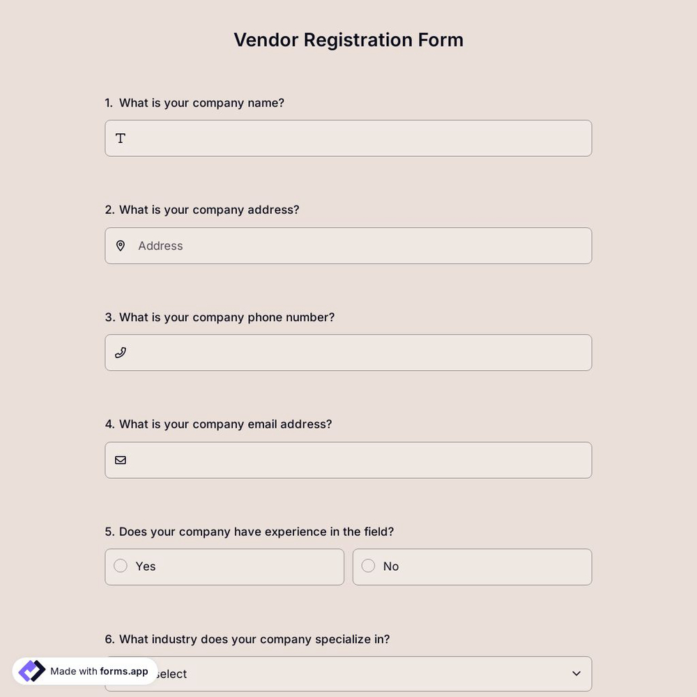 Vendor Registration Form