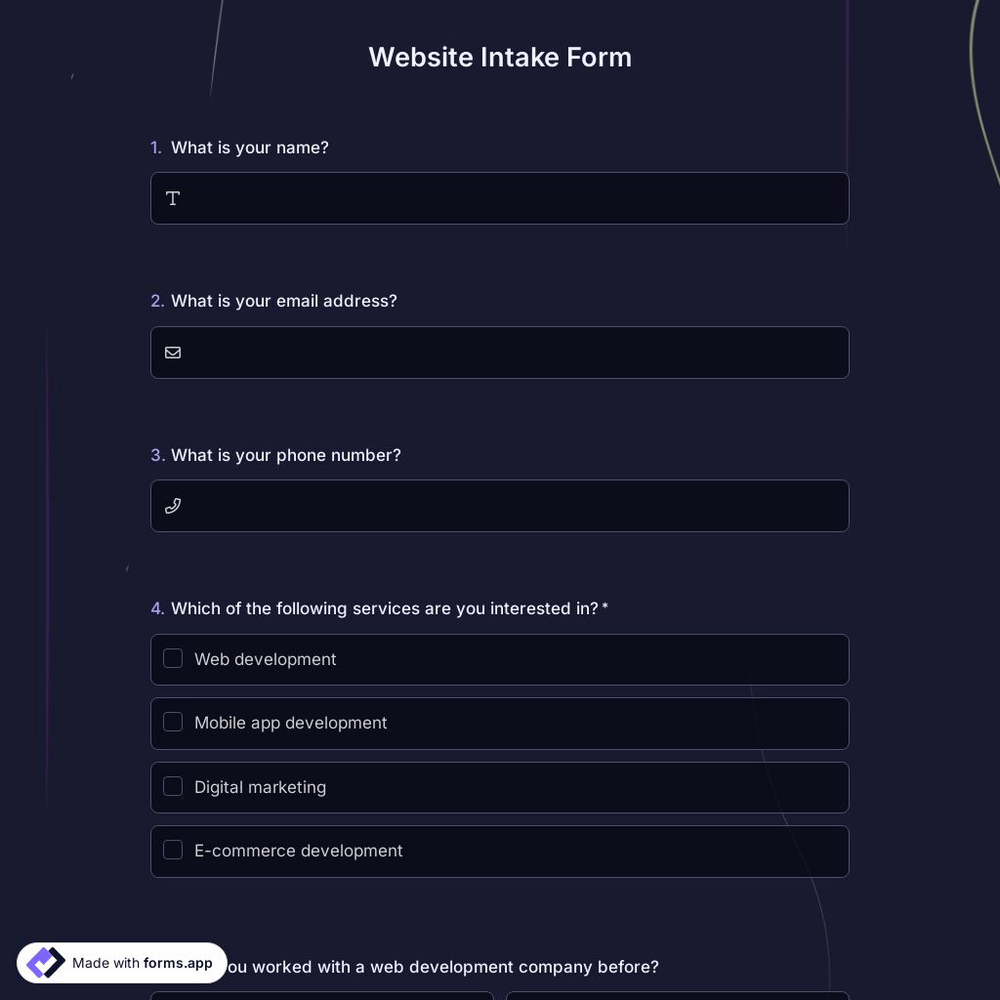 Website Intake Form