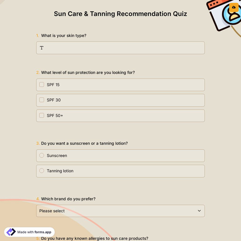 Sun Care & Tanning Recommendation Quiz