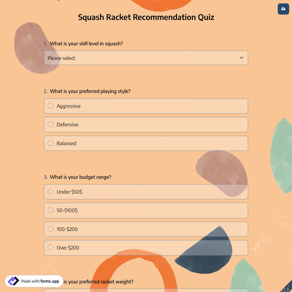 Squash Racket Recommendation Quiz