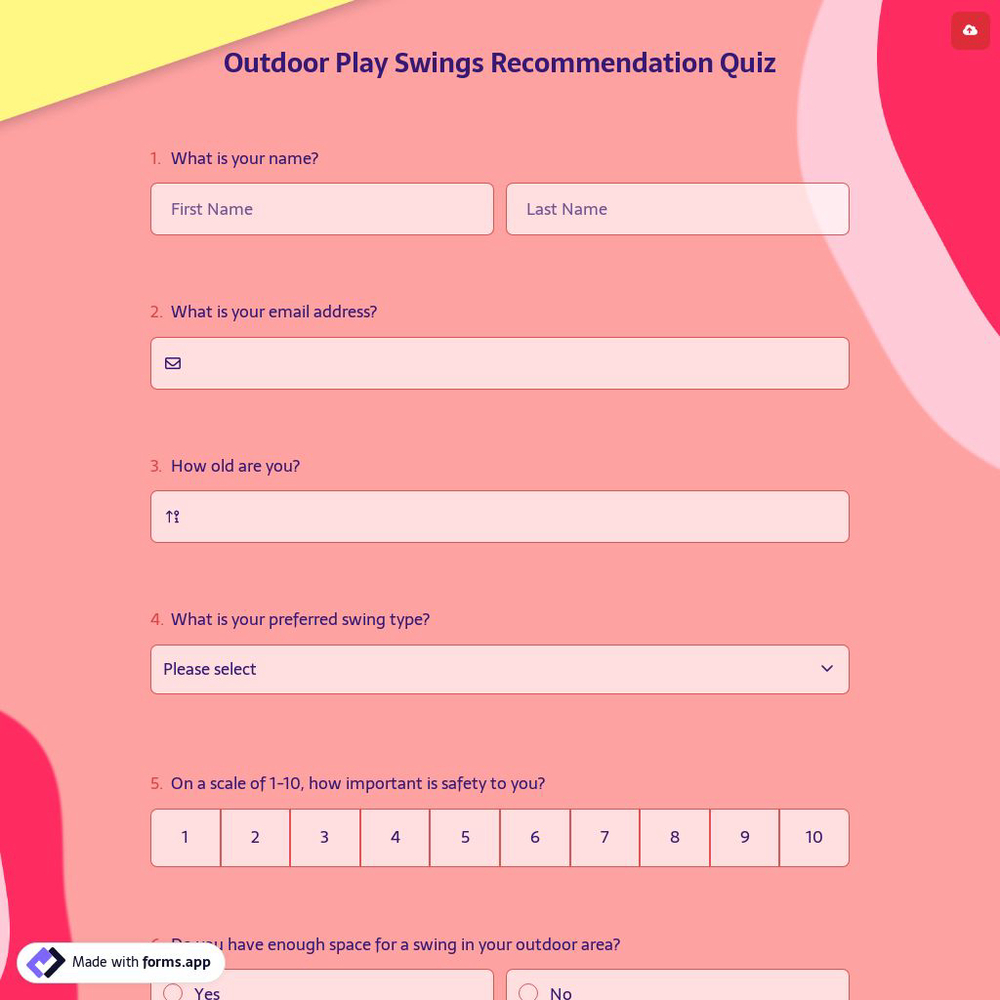 Outdoor Play Swings Recommendation Quiz