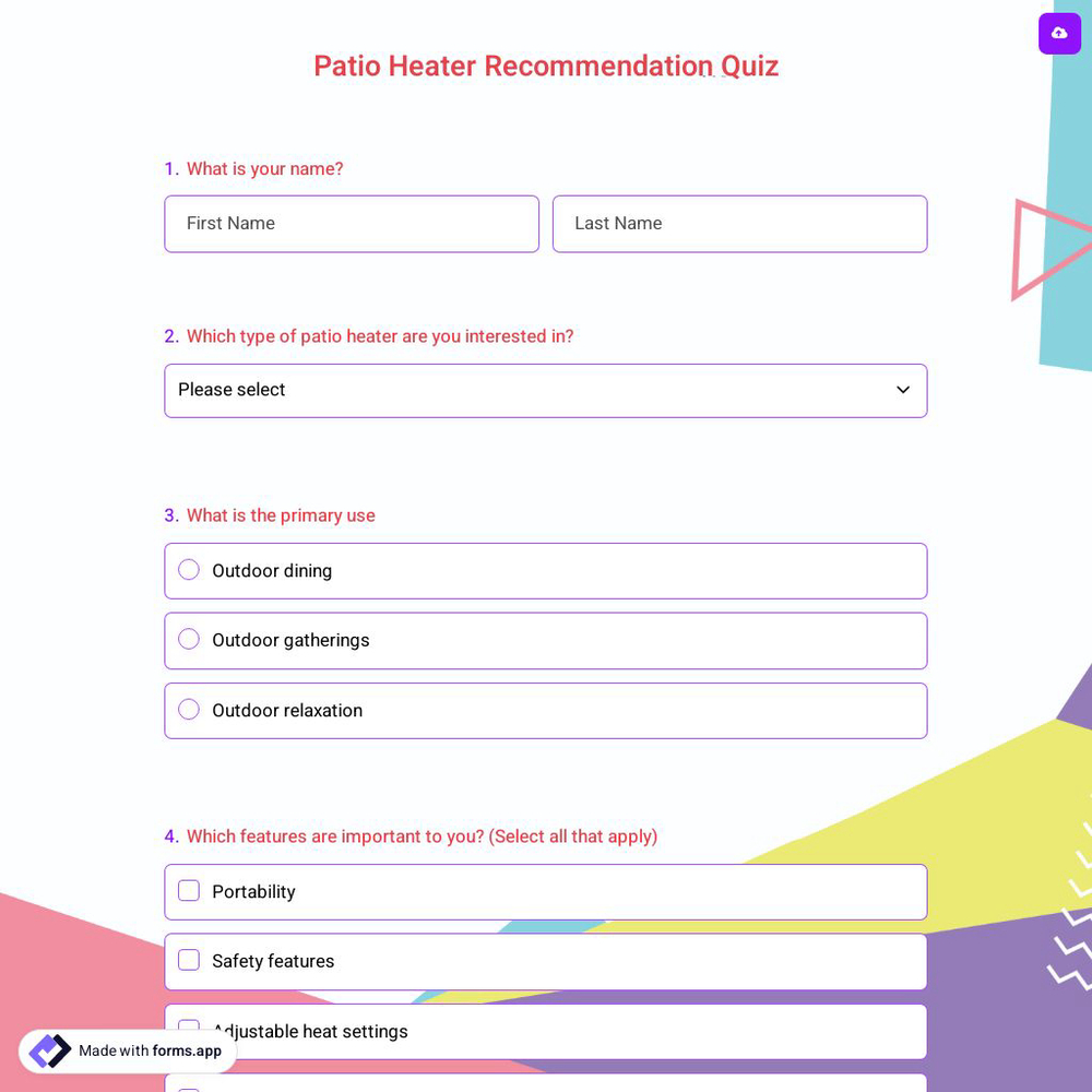 Patio Heater Recommendation Quiz