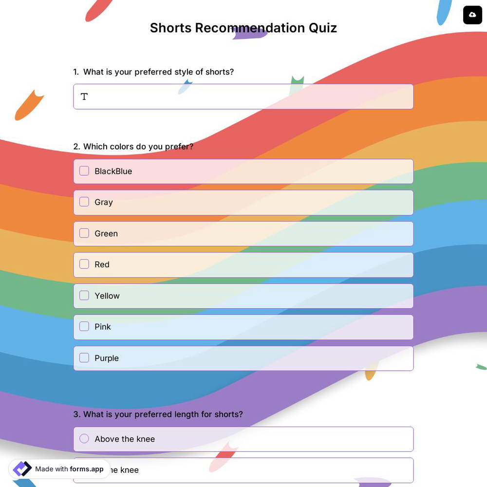 Shorts Recommendation Quiz