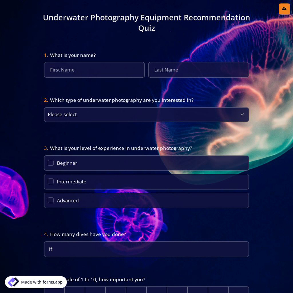 Underwater Photography Equipment Recommendation Quiz