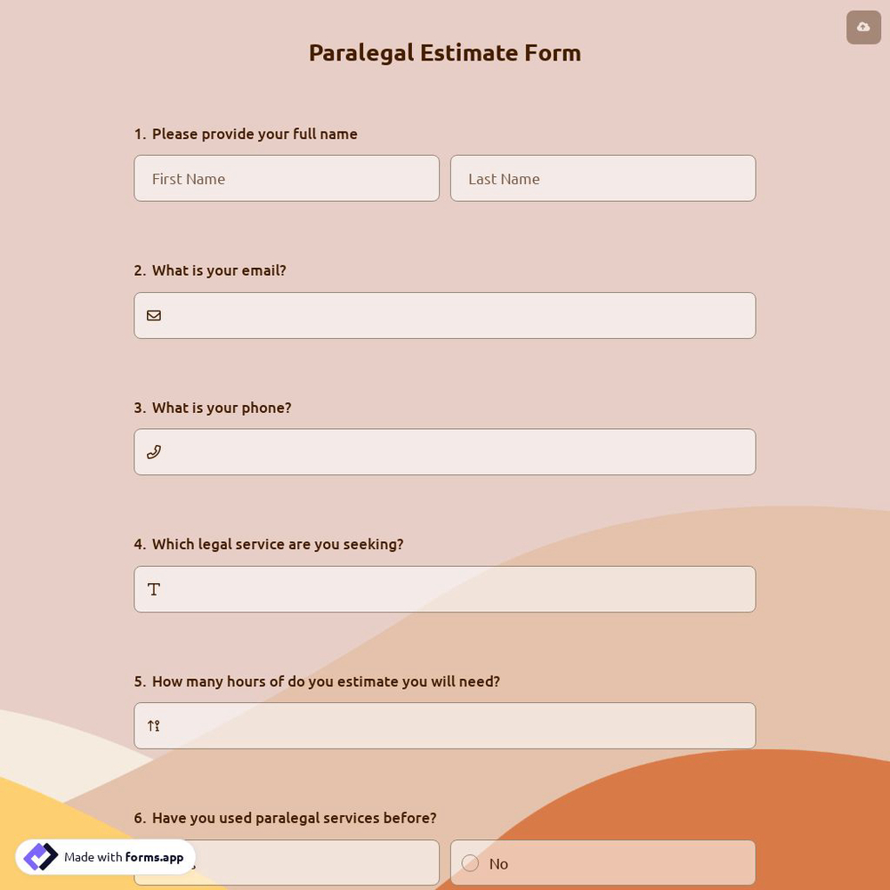 Paralegal Estimate Form