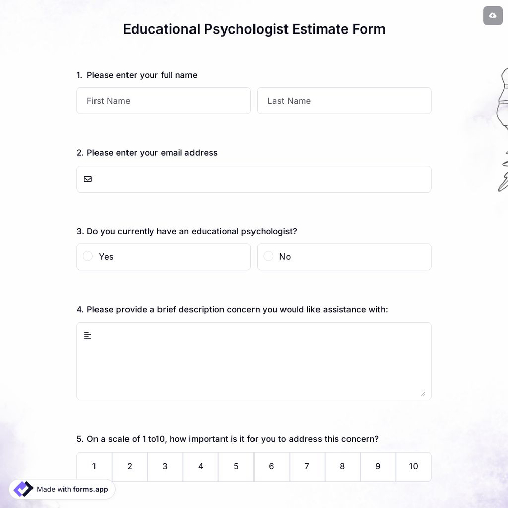 Educational Psychologist Estimate Form