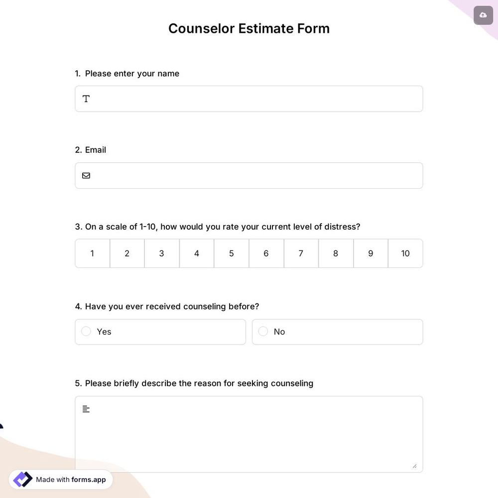 Counselor Estimate Form