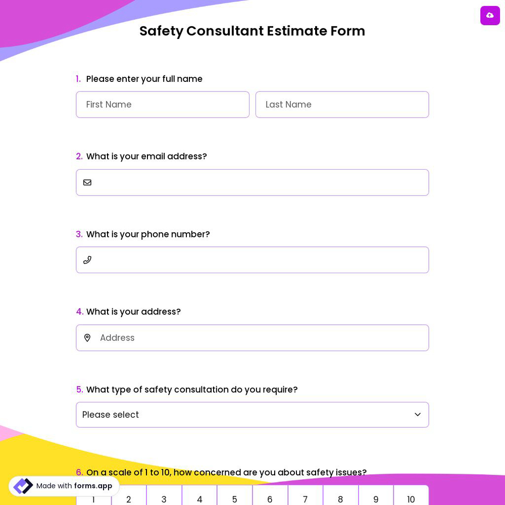 Safety Consultant Estimate Form